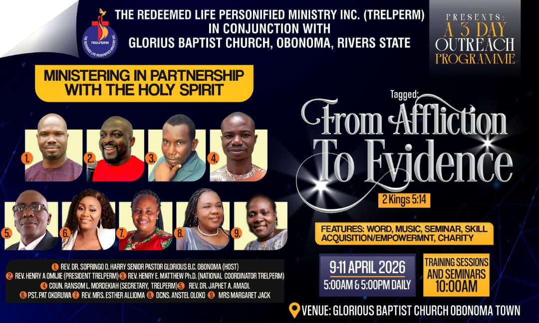 TRELPERM STORMS OBONNOMA AND ITS ENVIRONS WITH THE GOSPEL OF REDEMPTION